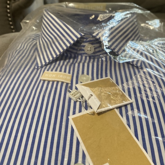 Blue and white stripes mk elegant dress shirt - Picture 10 of 10